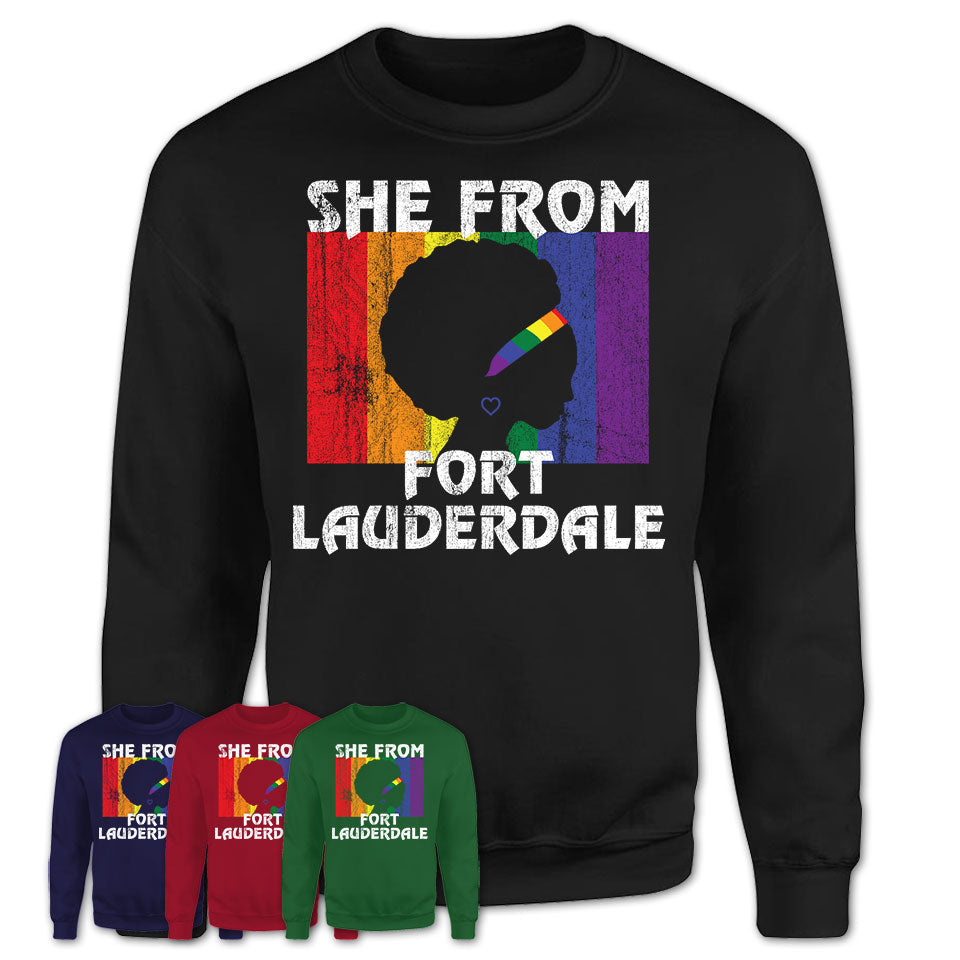 Black Girl She From Fort Lauderdale Florida Shirt LGBT Pride Gift