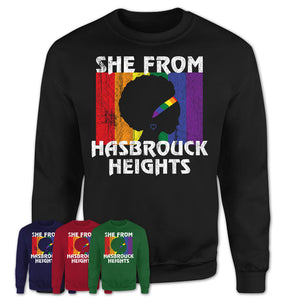 Black Girl She From Hasbrouck Heights New Jersey Shirt LGBT Pride Gift