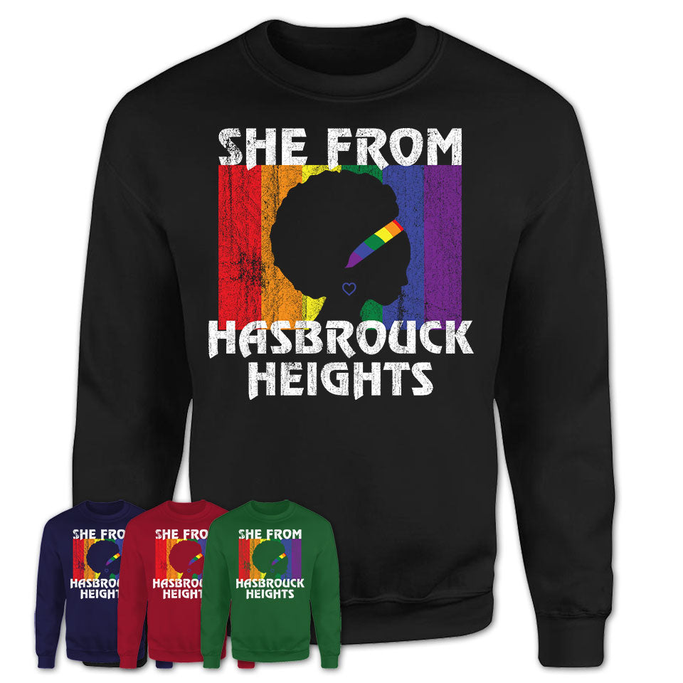 Black Girl She From Hasbrouck Heights New Jersey Shirt LGBT Pride Gift