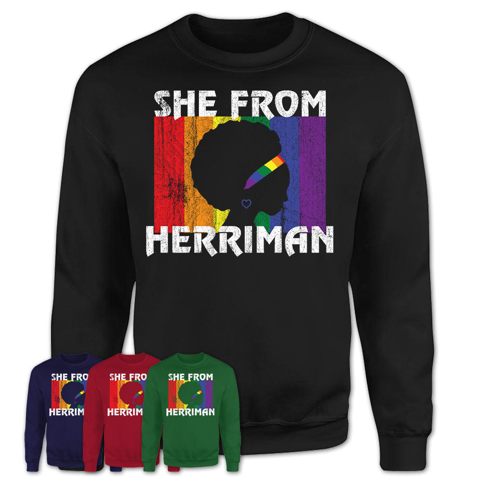Black Girl She From Herriman Utah Shirt LGBT Pride Gift