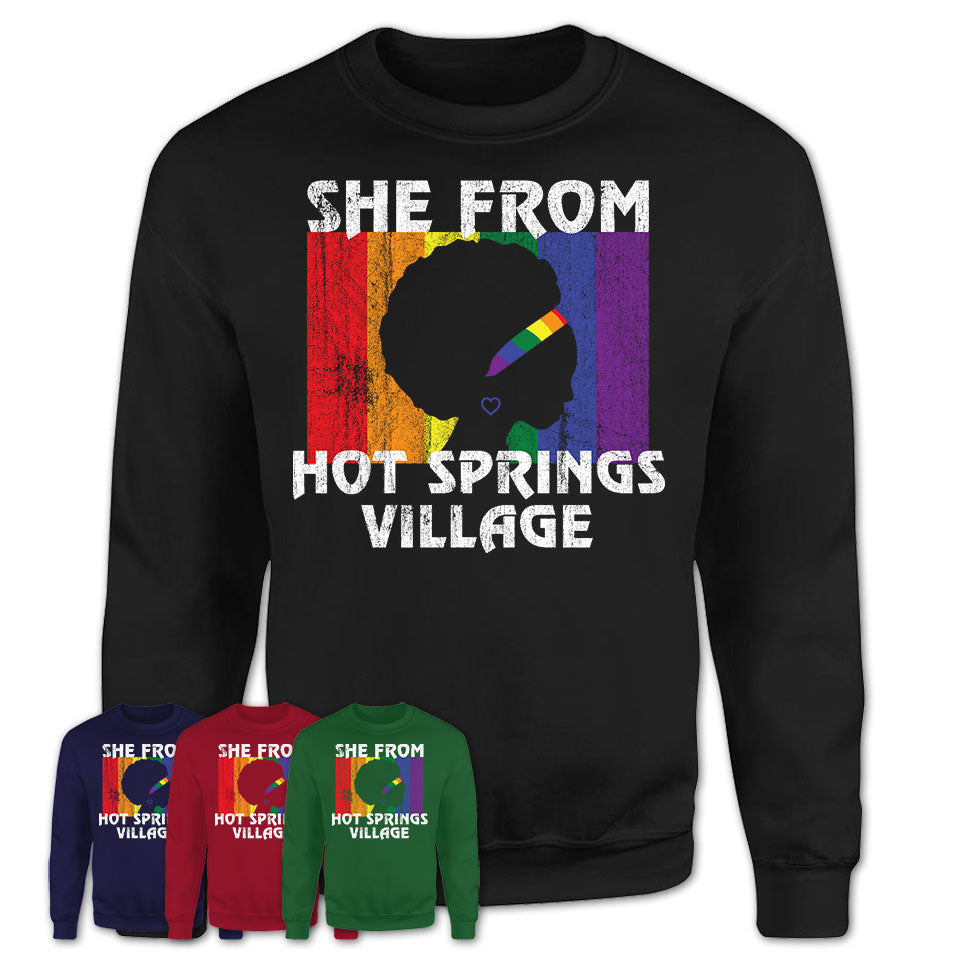 Black Girl She From Hot Springs Village Arkansas Shirt LGBT Pride Gift