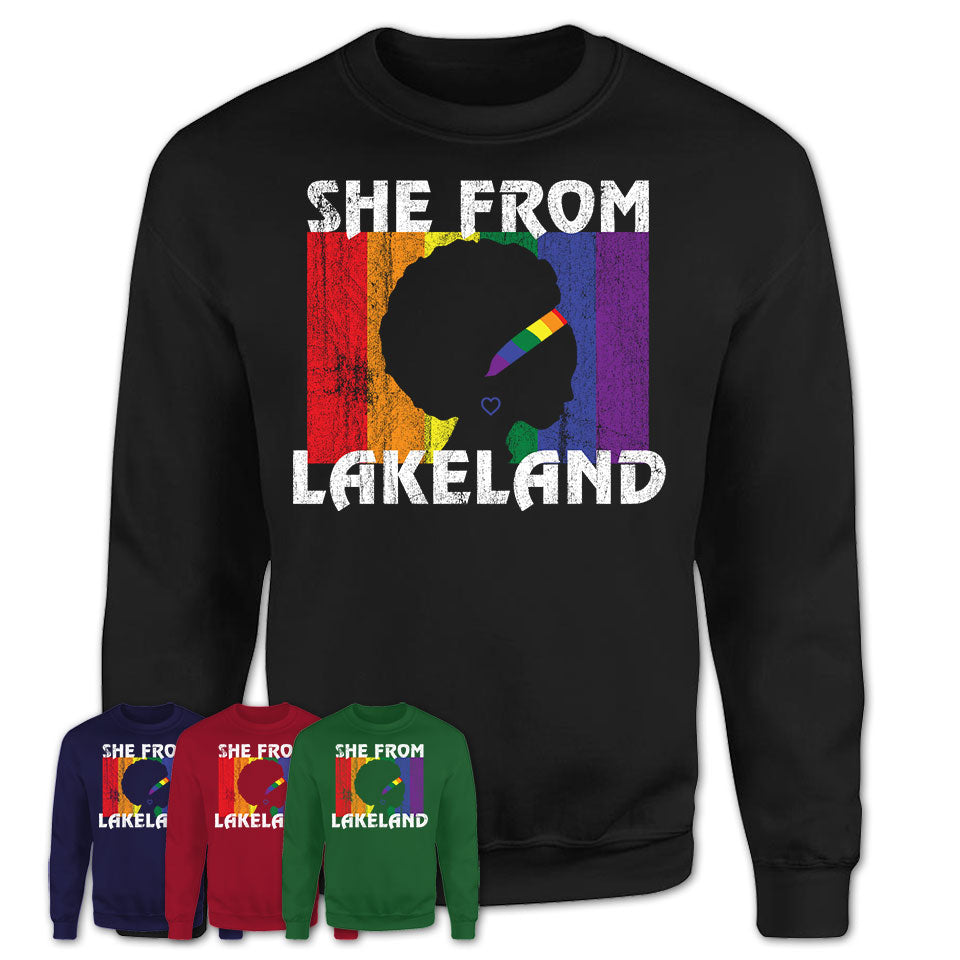 Black Girl She From Lakeland Florida Shirt LGBT Pride Gift