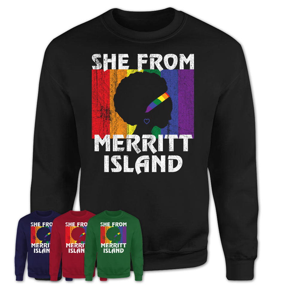 Black Girl She From Merritt Island Florida Shirt LGBT Pride Gift