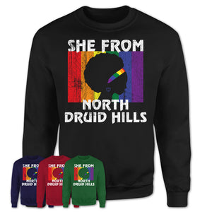 Black Girl She From North Druid Hills Georgia Shirt LGBT Pride Gift