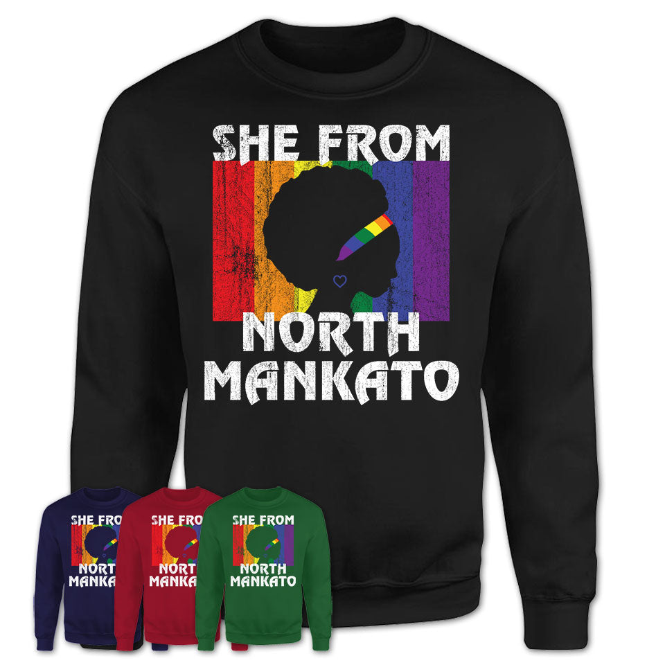 Black Girl She From North Mankato Minnesota Shirt LGBT Pride Gift