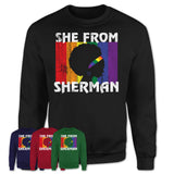 Black Girl She From Sherman Texas Shirt LGBT Pride Gift