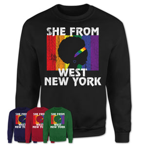 Black Girl She From West New York New Jersey Shirt LGBT Pride Gift