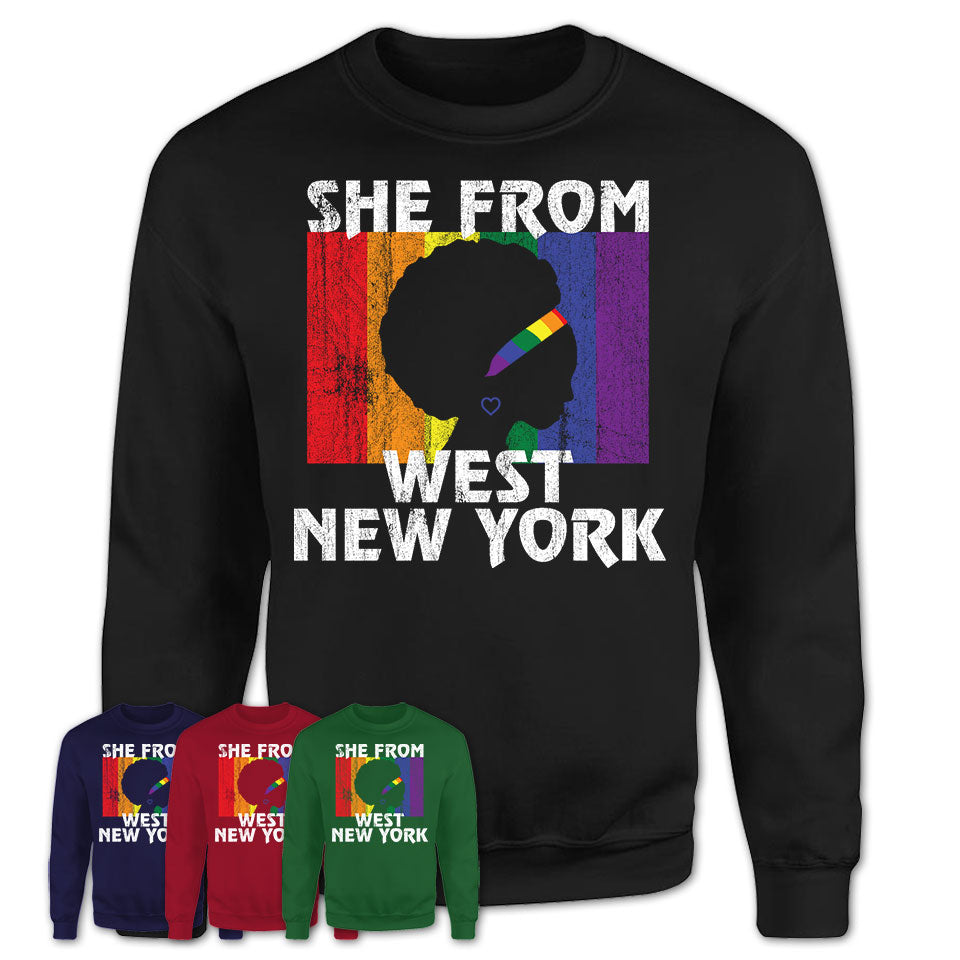 Black Girl She From West New York New Jersey Shirt LGBT Pride Gift