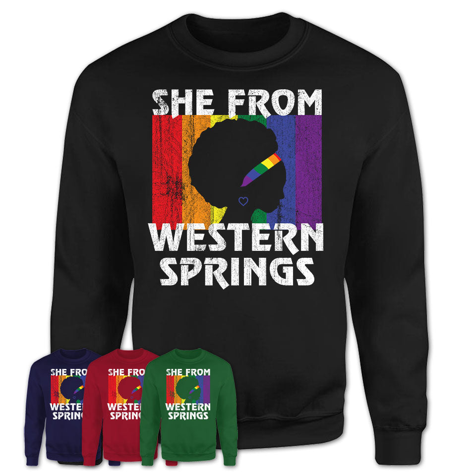 Black Girl She From Western Springs Illinois Shirt LGBT Pride Gift