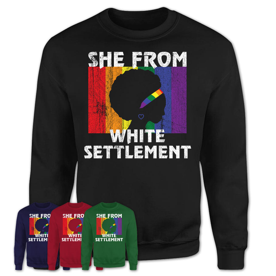 Black Girl She From White Settlement Texas Shirt LGBT Pride Gift