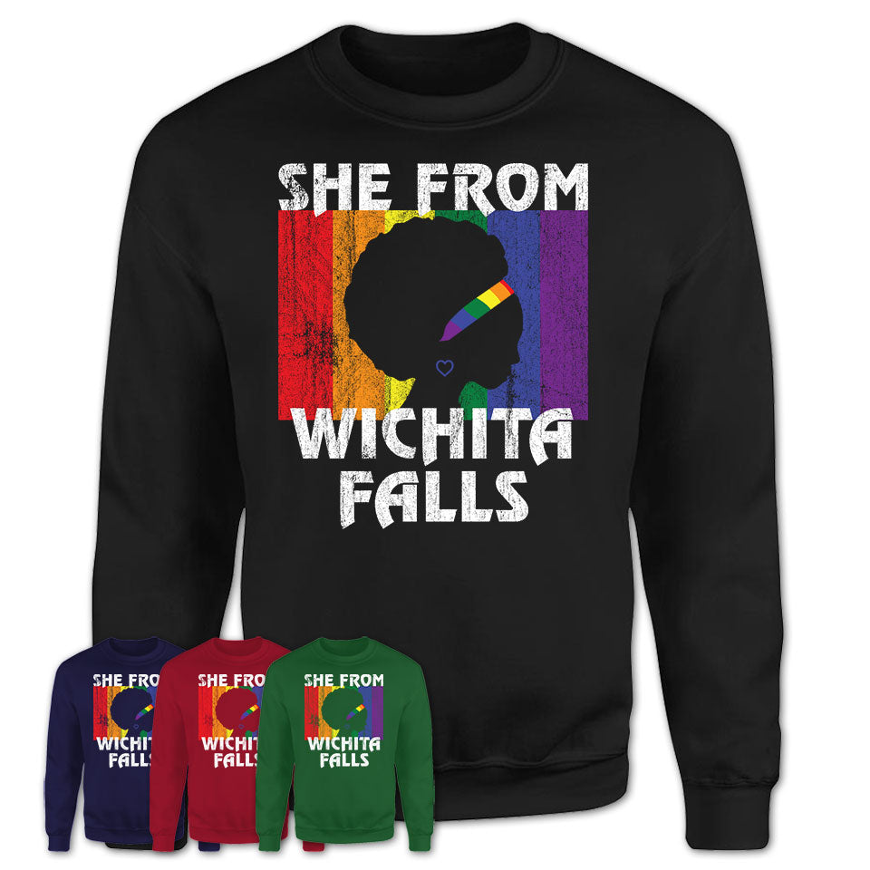Black Girl She From Wichita Falls Texas Shirt LGBT Pride Gift