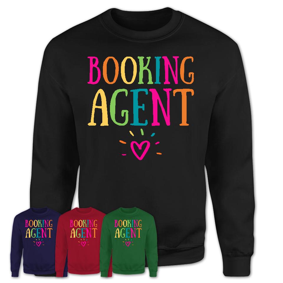 Booking Agent Rainbow Lettering Heart Shirt, Employee Appreciation Gifts