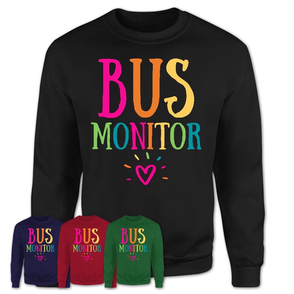 Bus Monitor Rainbow Lettering Heart Shirt, Employee Appreciation Gifts