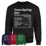 Cave Spring Girl Virginia Nutrition Facts Proud Vintage Sport Born Living City Home Roots USA Gift Women T-Shirt