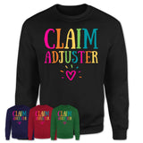 Claim Adjuster Rainbow Lettering Heart Shirt, Employee Appreciation Gifts