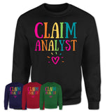 Claim Analyst Rainbow Lettering Heart Shirt, Employee Appreciation Gifts