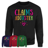 Claims Adjuster Rainbow Lettering Heart Shirt, Employee Appreciation Gifts