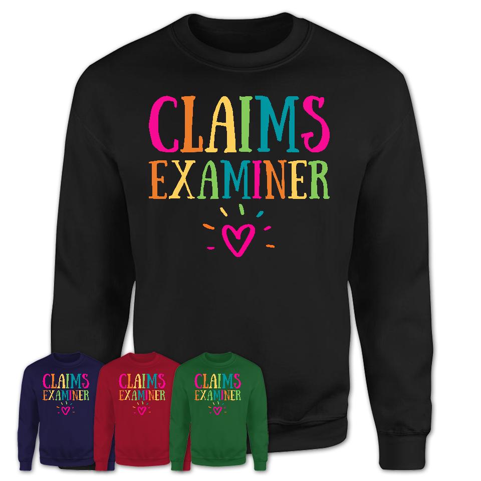 Claims Examiner Rainbow Lettering Heart Shirt, Employee Appreciation Gifts