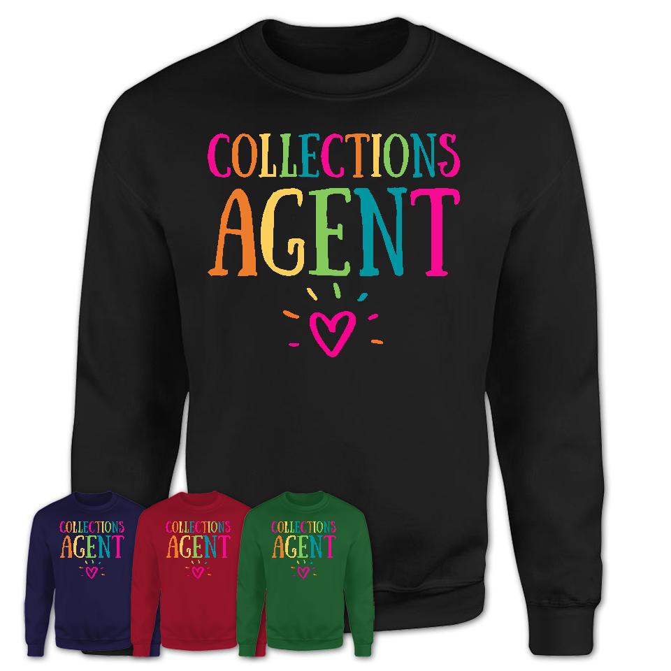 Collections Agent Rainbow Lettering Heart Shirt, Employee Appreciation Gifts