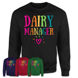 Dairy Manager Rainbow Lettering Heart Shirt, Employee Appreciation Gifts