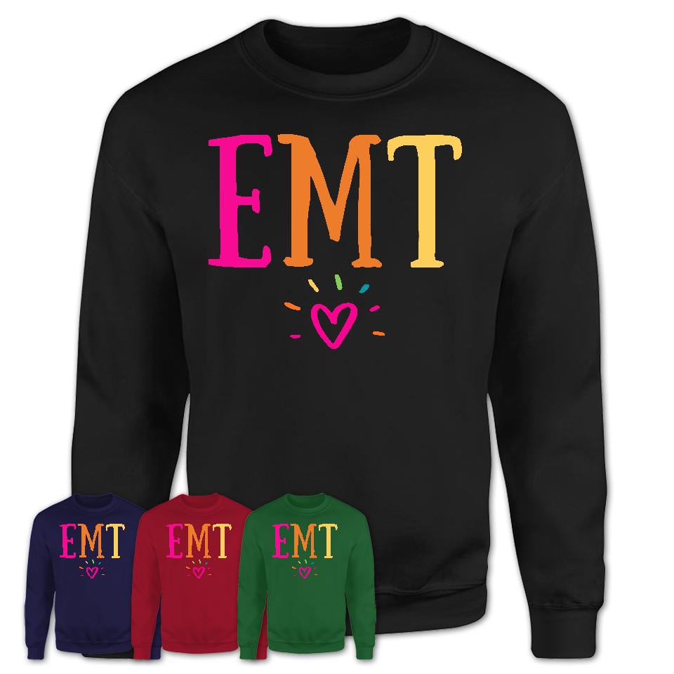 EMT Rainbow Lettering Heart Shirt, Employee Appreciation Gifts