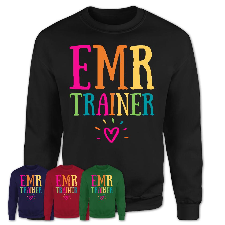 Emr Trainer Rainbow Lettering Heart Shirt, Employee Appreciation Gifts