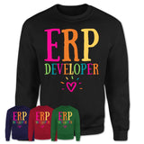 Erp Developer Rainbow Lettering Heart Shirt, Employee Appreciation Gifts