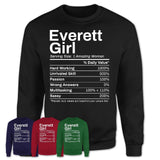 Everett Girl Washington Nutrition Facts Proud Vintage Sport Born Living City Home Roots USA Gift Women T-Shirt