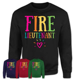 Fire Lieutenant Rainbow Lettering Heart Shirt, Employee Appreciation Gifts