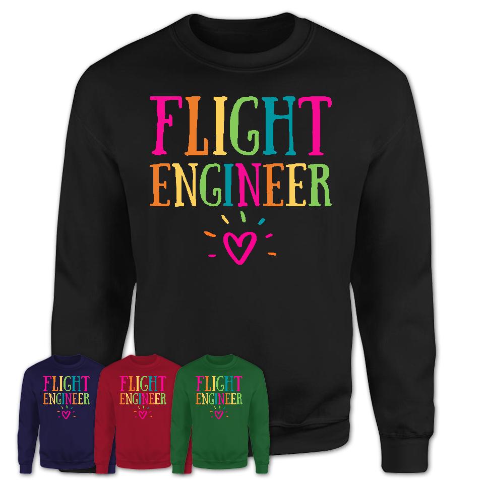 Flight Engineer Rainbow Lettering Heart Shirt, Employee Appreciation Gifts