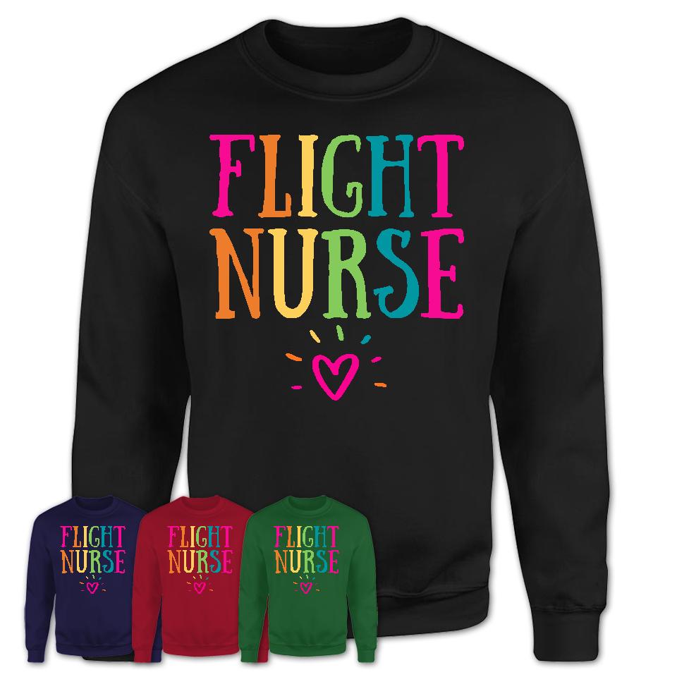 Flight Nurse Rainbow Lettering Heart Shirt, Employee Appreciation Gifts