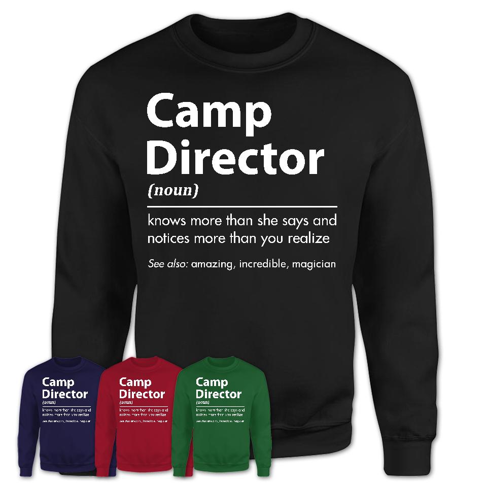 Funny Camp Director Definition Shirt, New Job Gift for Camp Director, Coworker Gift Idea
