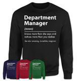 Funny Department Manager Definition Shirt, New Job Gift for Department Manager, Coworker Gift Idea