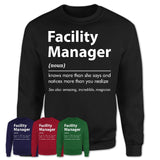 Funny Facility Manager Definition Shirt, New Job Gift for Facility Manager, Coworker Gift Idea