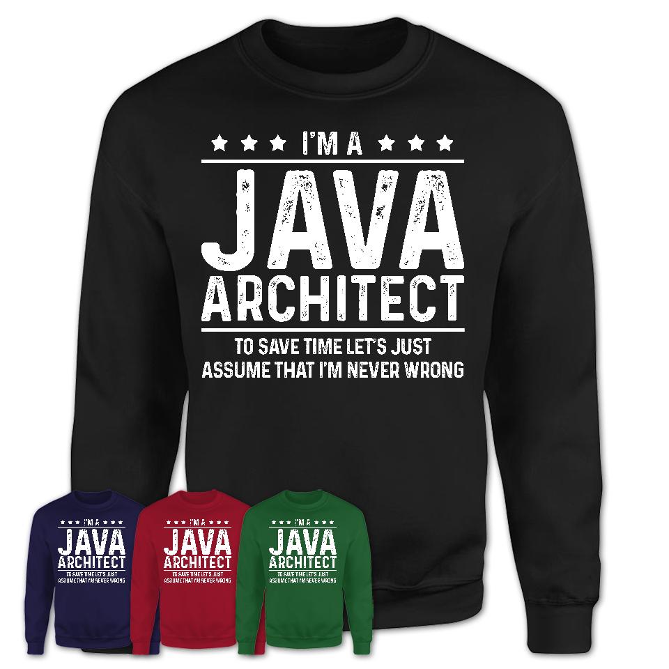 Funny Java Architect Never Wrong T-Shirt, New Job Gift for Coworker