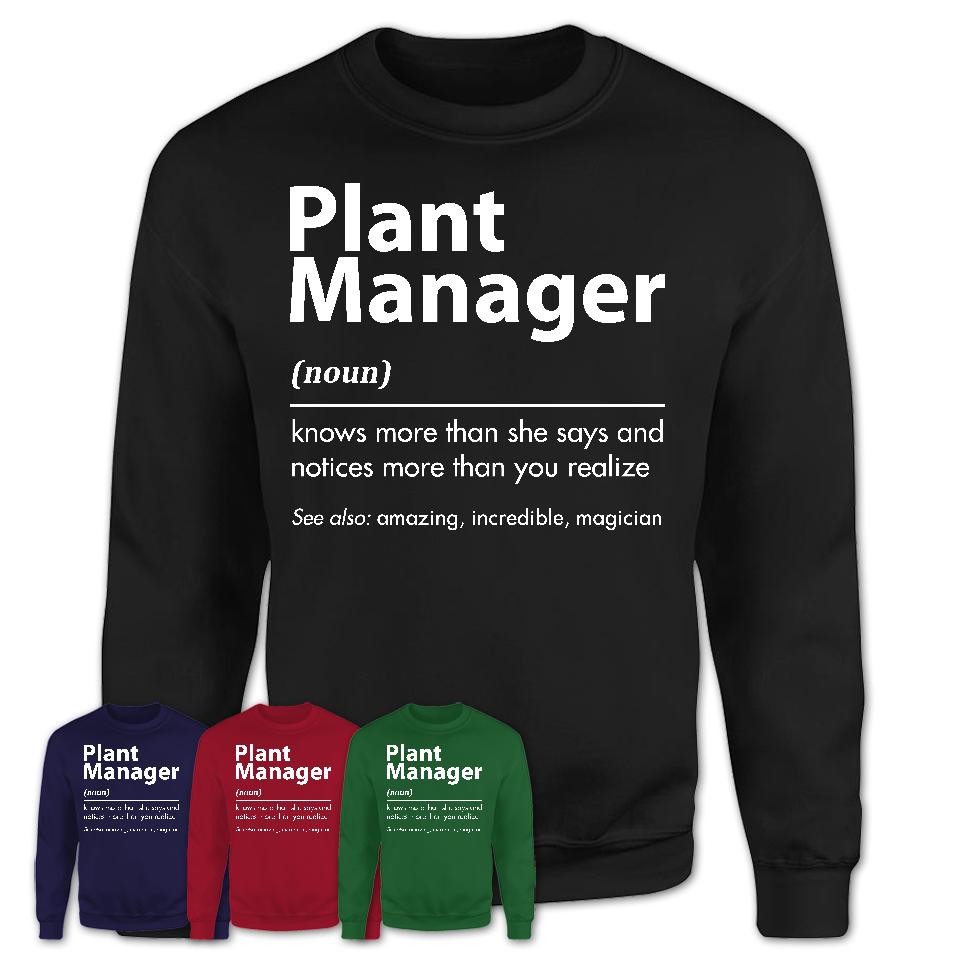 Funny Plant Manager Definition Shirt, New Job Gift for Plant Manager, Coworker Gift Idea