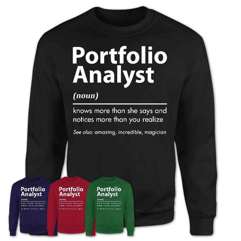 Funny Portfolio Analyst Definition Shirt, New Job Gift for Portfolio Analyst, Coworker Gift Idea