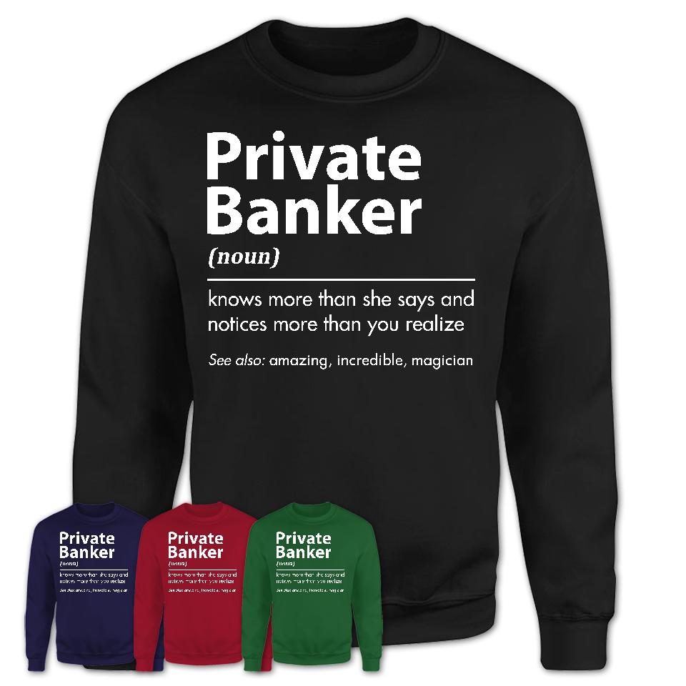 Funny Private Banker Definition Shirt, New Job Gift for Private Banker, Coworker Gift Idea