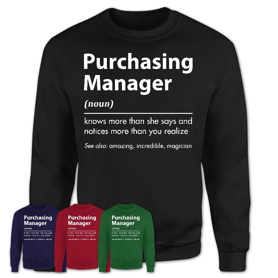 Funny Purchasing Manager Definition Shirt, New Job Gift for Purchasing Manager, Coworker Gift Idea