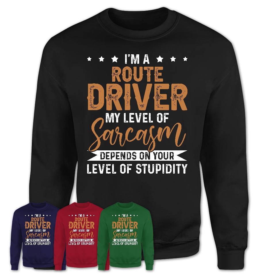 Funny Route Driver Shirt My Level of Sarcasm Depends on Your Level Of Stupidity T Shirt