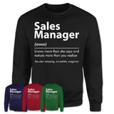 Funny Sales Manager Definition Shirt, New Job Gift for Sales Manager, Coworker Gift Idea
