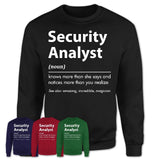 Funny Security Analyst Definition Shirt, New Job Gift for Security Analyst, Coworker Gift Idea