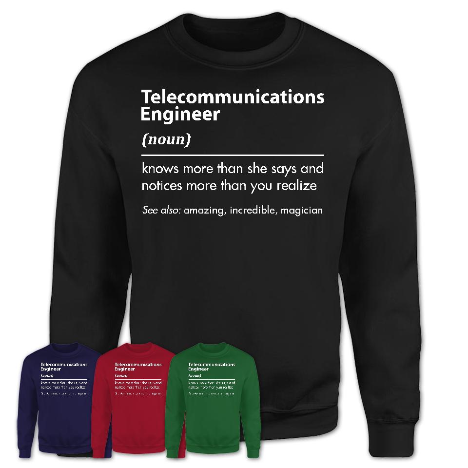 Funny Telecommunications Engineer Definition Shirt, New Job Gift for Telecommunications Engineer, Coworker Gift Idea