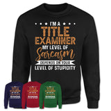 Funny Title Examiner Shirt My Level of Sarcasm Depends on Your Level Of Stupidity T Shirt