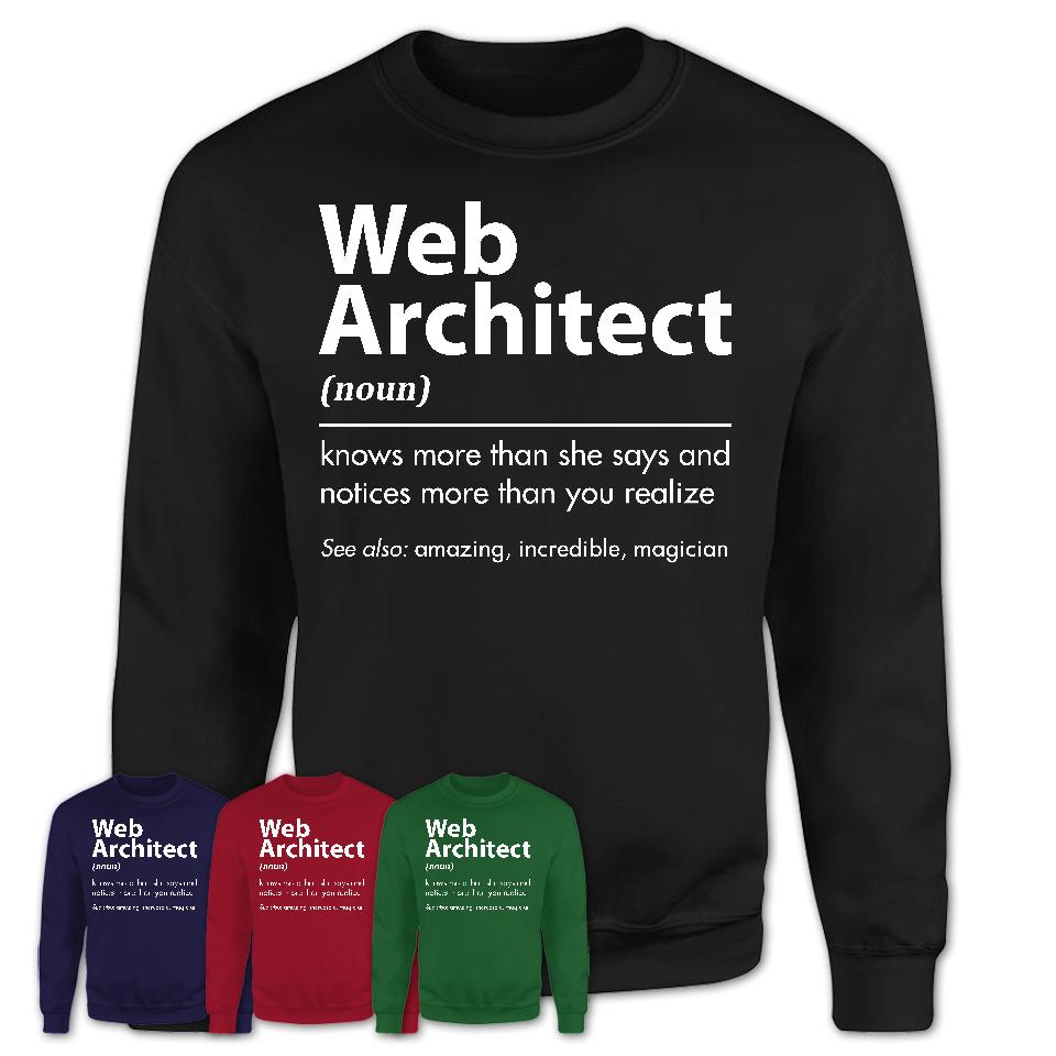 Funny Web Architect Definition Shirt, New Job Gift for Web Architect, Coworker Gift Idea