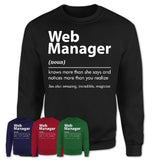 Funny Web Manager Definition Shirt, New Job Gift for Web Manager, Coworker Gift Idea