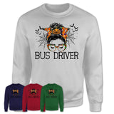 Halloween Bus Driver Shirt, Messy Bun Girl Shirt, Funny Coworker Gift in Halloween, Scary Costume Team Shirt