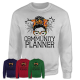 Halloween Community Planner Shirt, Messy Bun Girl Shirt, Funny Coworker Gift in Halloween, Scary Costume Team Shirt