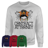 Halloween Contract Attorney Shirt, Messy Bun Girl Shirt, Funny Coworker Gift in Halloween, Scary Costume Team Shirt