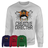 Halloween Creative Director Shirt, Messy Bun Girl Shirt, Funny Coworker Gift in Halloween, Scary Costume Team Shirt
